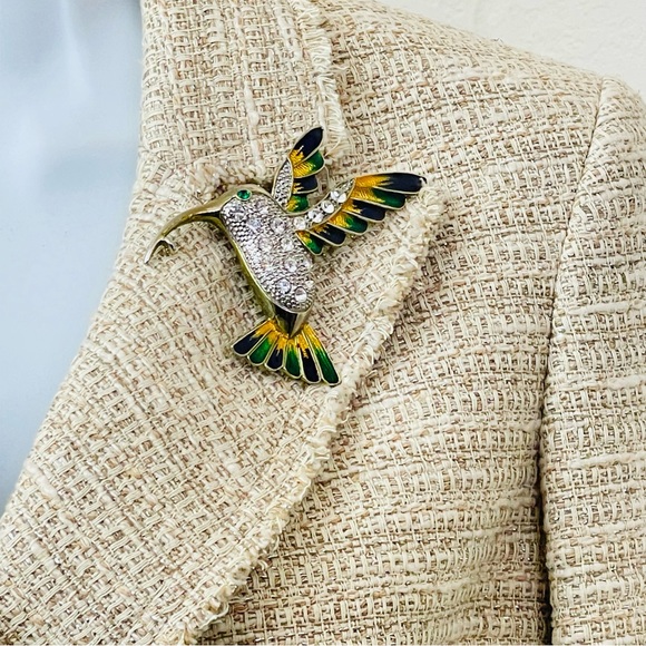 Hummingbird Rhinestone Brooch - Picture 2 of 2